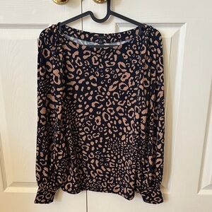 Ann Taylor Black and Tan Animal Print Blouse